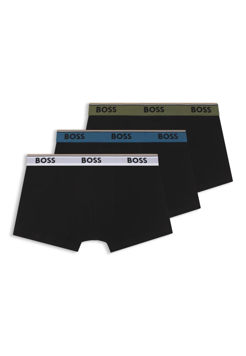 بوس Three-pack of stretch-cotton trunks with logo waistbands